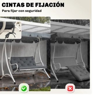 Cojín Banco Jardín con Respaldo Gris