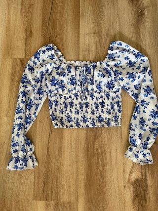 Top floral manga larga talla M