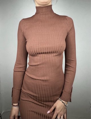 Vestido Midi Zara Marrón Talla M