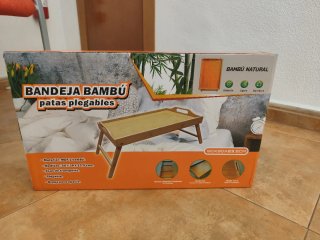 Bandeja Bambú Patas Plegables si usar