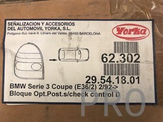 Piloto bmw serie 3 coupe e36 derecho nuevo