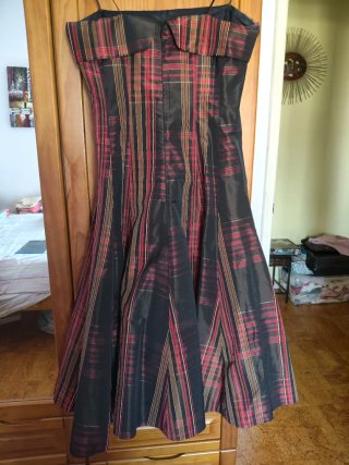 Vestido Zara vintage xadrez preto e vermelho
