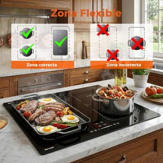 SIN ABRIR Placa Inducción 7200W 2 Zonas Flexible