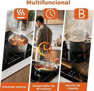 SIN ABRIR Placa Inducción 7200W 2 Zonas Flexible
