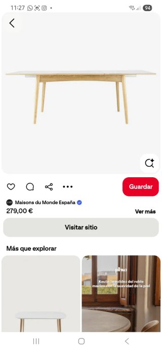 Mesa comedor de madera blanca extensible 150/220