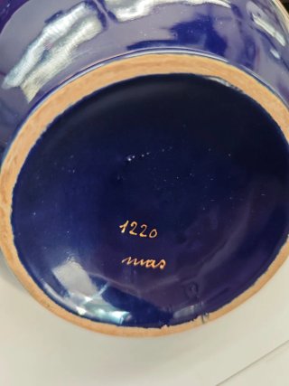 Coppia ceramica blu cobalto decorata oro