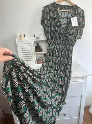 Vestido estampado verde y negro