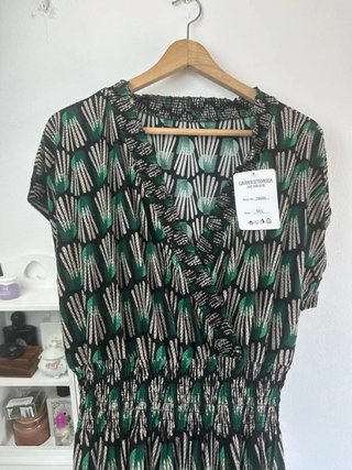 Vestido estampado verde y negro