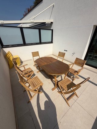 Mesa de exterior extensible y 6 sillas