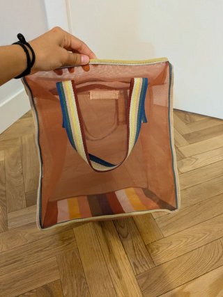 Bolsa de playa de malla multicolor