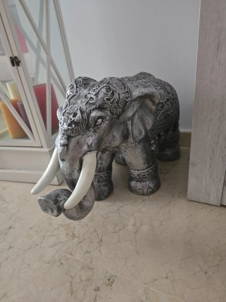 Elefante Decorativo Metal Plateado