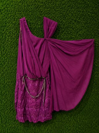 Vestido fiesta buganvilla/fucsia encaje