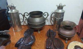 Lote de antigüedades:  termos antiguo , cenicero,t