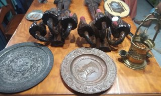 Lote de antigüedades:  termos antiguo , cenicero,t