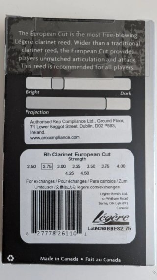 Caña Clarinete Legere European Cut 2.75