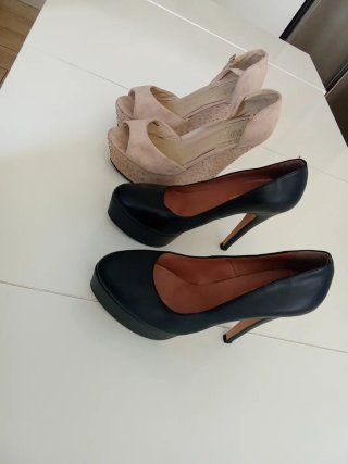 Scarpe donna beige e nere