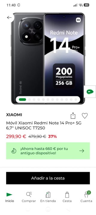 Xiaomi Redmi Note 14 Pro+ 5G 256GB Negro + FACTURA