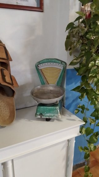 Báscula de cocina antigua verde