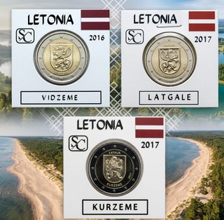 Lote de 3 monedas de 2€ conmemorativas de Letonia
