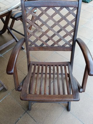 Mesa Teka y 6 Sillas de Jardín Madera con cojines