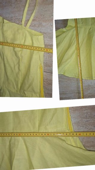 T36, Vestido corto amarillo azufre asimétrico