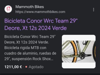 Bicicleta Conor WRC TEAM 29 Deore XT 12v talla M