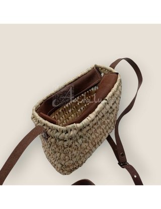 Bolso Palmito Calado Piel Asa Beige Marrón