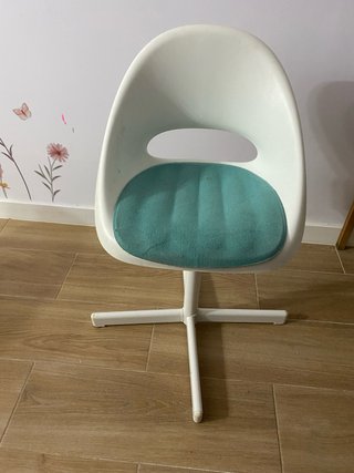 Silla de escritorio Ikea blanca y turquesa