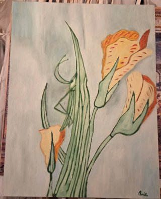 Pintura al óleo sobre lienzo: Flores