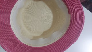 Sombrero de paja beige y rosa
