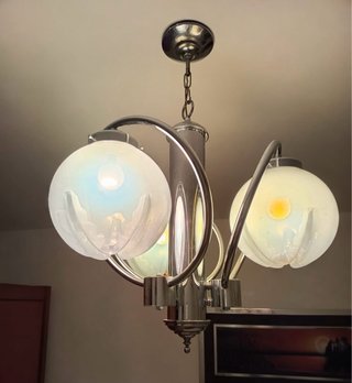 Lámpara colgante retro cristal y metal