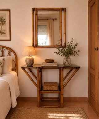 Mueble recibidor bambú vintage