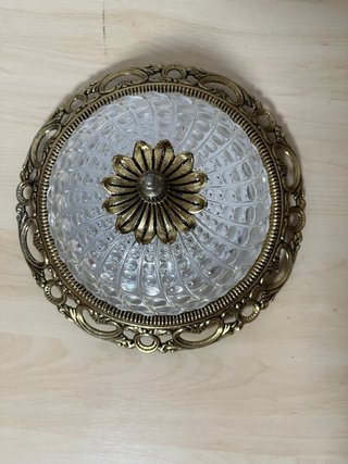 Lámpara plafón antiguo metal dorado cristal