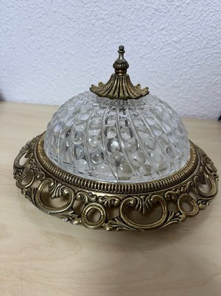 Lámpara plafón antiguo metal dorado cristal