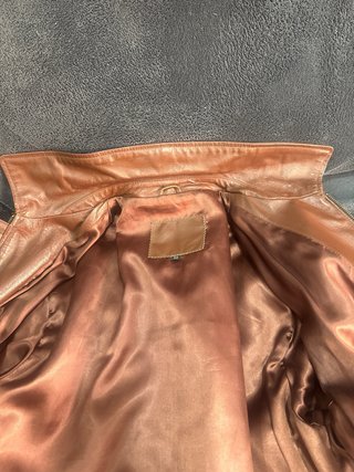 Chaqueta de cuero genuino marrón