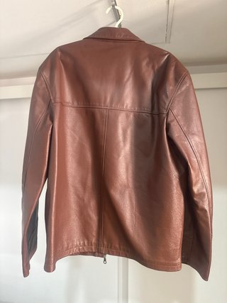 Chaqueta de cuero genuino marrón