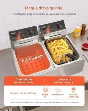Freidoras eléctricas 12L y 6000W cesta doble NUEVA