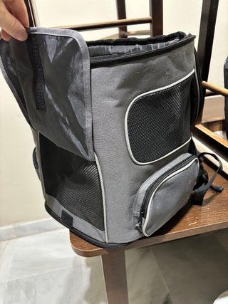 Transportín para mascotas gris y negro