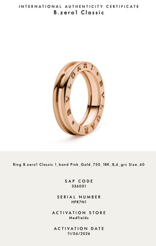 Anillo Bvlgari B.Zero1 Oro Rosa Talla 60