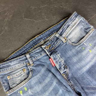 Dsquared2 Ripped Jeans Shorts Size 50 Lime Paint