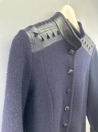 Chaqueta Geiger Mujer Azul Marino Cuello Cuero