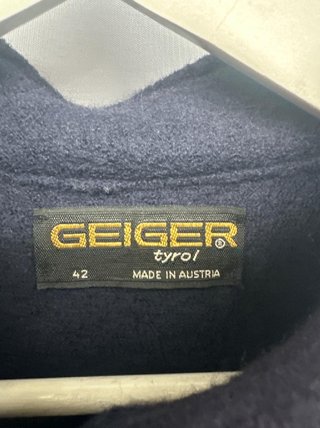Chaqueta Geiger Mujer Azul Marino Cuello Cuero