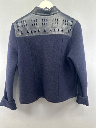 Chaqueta Geiger Mujer Azul Marino Cuello Cuero