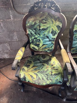 Sofá y 2 sillones vintage madera