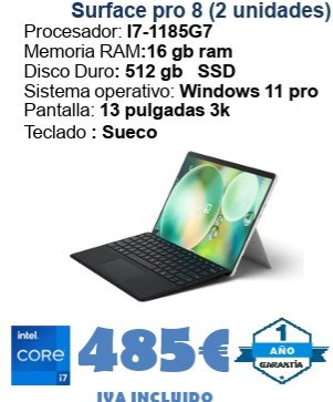 Surface Pro 8 (2 unidades) 16GB RAM