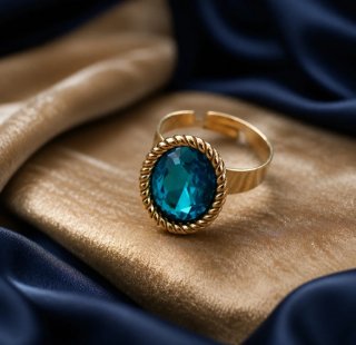 Conjunto 18k Chapado Oro Azul Océano