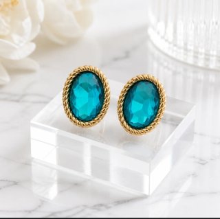 Conjunto 18k Chapado Oro Azul Océano