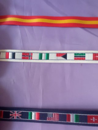 Cinta Nylon 3cm Banderas Varias y Colores.