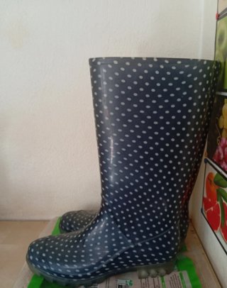 Stivali a pois blu scuro/nero e bianchi Size 39