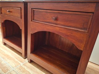 Pareja Muebles Auxiliares Madera Maciza Pórtico